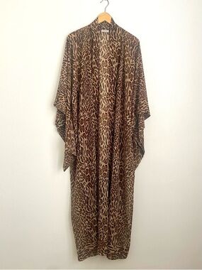 Vintage chiffon leopard print kimono style dressing gown XL